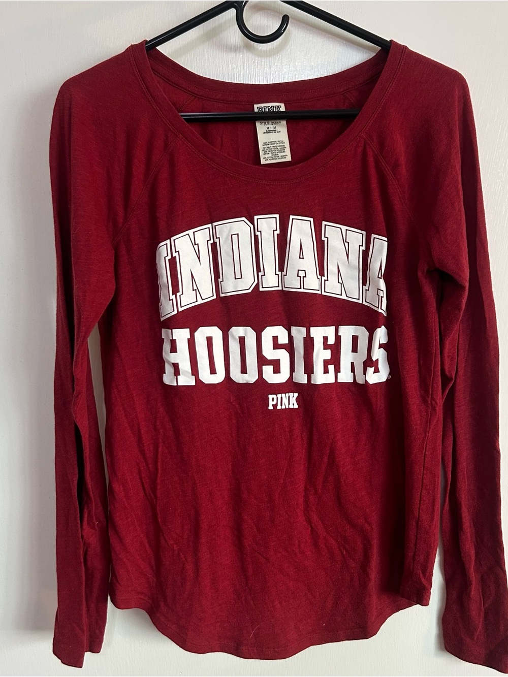 PINK Victoria's Secret Crimson Indiana University Hoosiers Long-Sleeve Tee